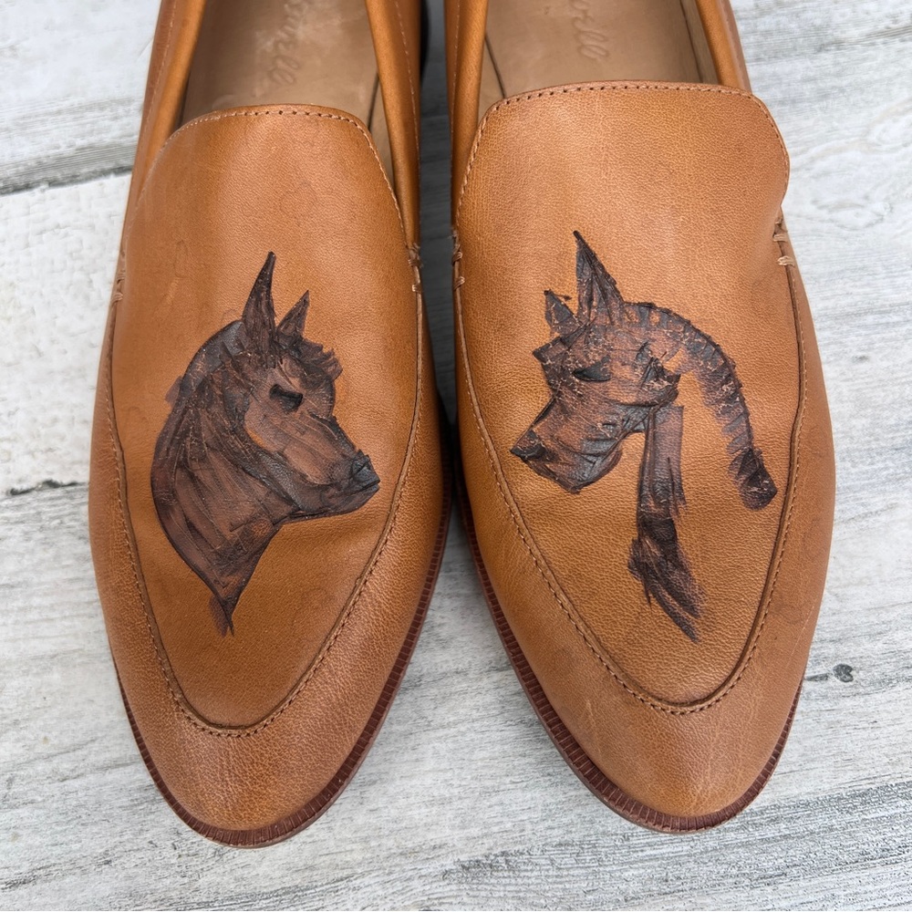 Madewell Brown Leather Loafers with Horse Design Shoes Size 9 - Picture 3 of 13